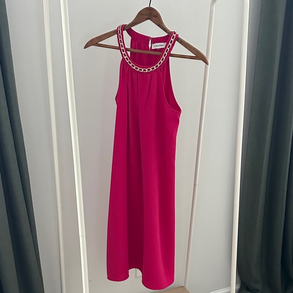 Calvin Klein Fuchsia Dress with Chain Accent Small - Picture 1 of 4